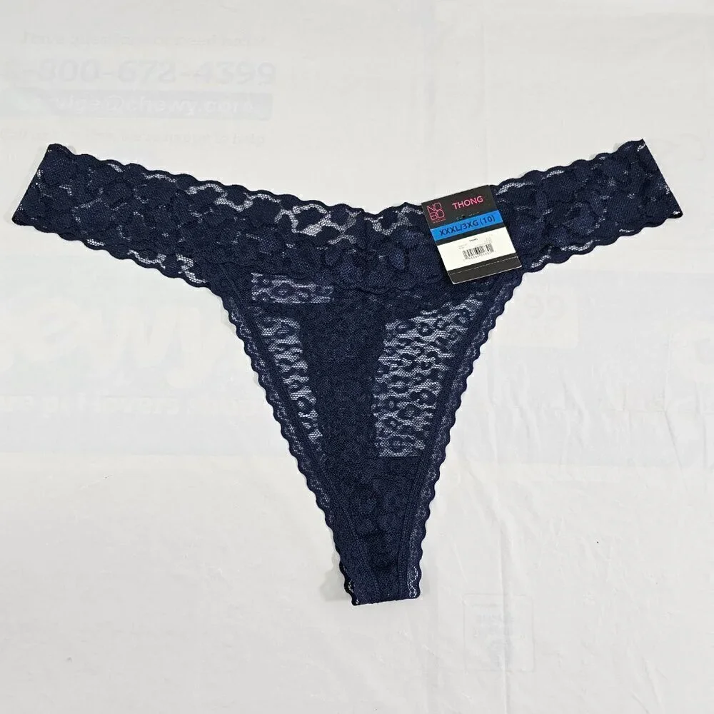No Boundaries Women’s 3-Pack Multi-Color Seamless Lace Thong Panties – Size XXXL